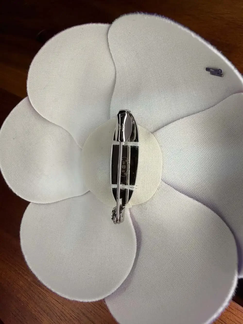 Chanel 24S Purple Satin Camellia Flower Brooch Pin